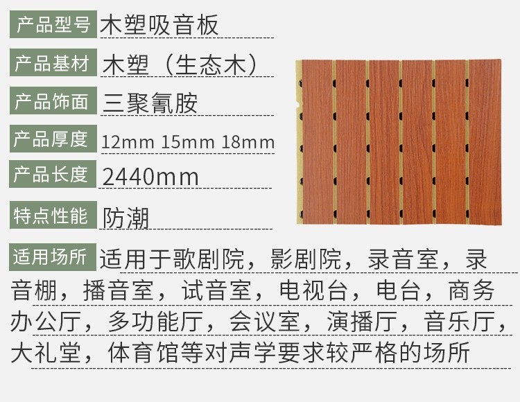 木塑吸音板产品参数